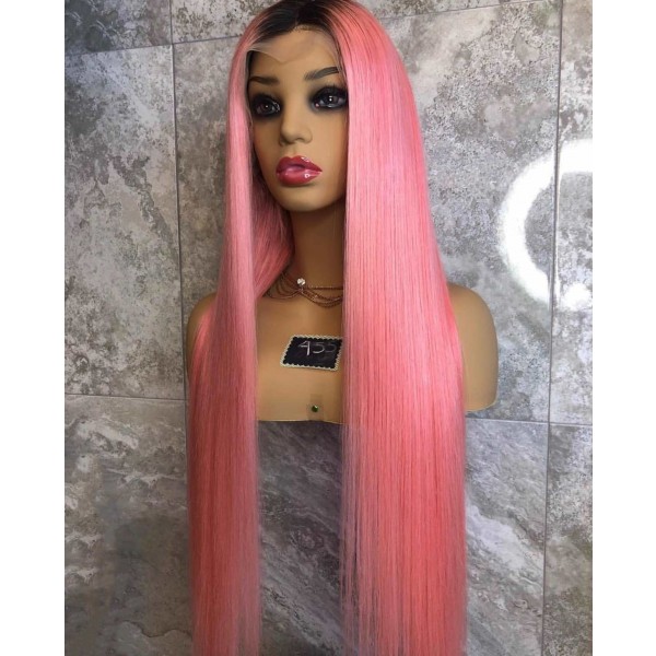 Gloria-Brazilian silky straight #n/pink full lace wig