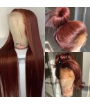 Betty-Reddish brown Silky straight 13x6 HD lace front wig Pre plucked hairline Brazilian virgin human hair 