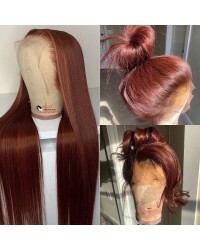 Betty-Reddish brown Silky straight 13x6 HD lace front wig Pre plucked hairline Brazilian virgin human hair 