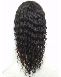 Karol-Burmese virgin hair 10mm curly silk top full lace wig bleached knots