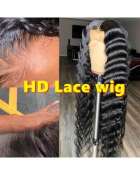 Tilly-HD Lace 13x6 Wig Deep Wave Pre plucked Brazilian virgin human hair glueless lace front wig 