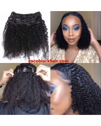 Brazilian virgin kinky curly Clips in hair extensions