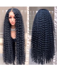 Emily49-Pre plucked long curly Brazilian virgin human hair 360 wig 