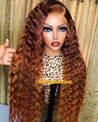 Emily96-Deep wave ombre color 360 wig Brazilian virgin hair Pre plucked hairline